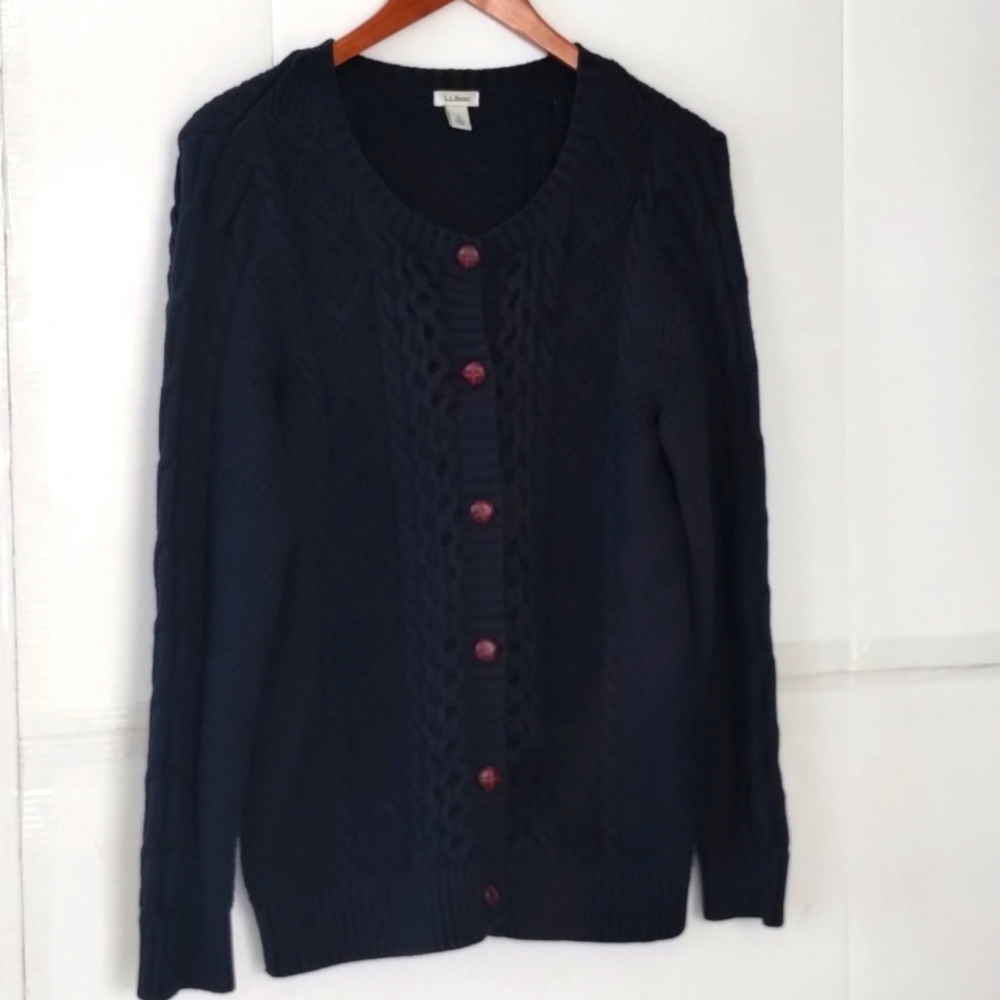 L.L. Bean Navy Blue Cardigan Sweater